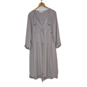 Monk & Lou Midi Flowy Dress Spring Summer Neutral Minimalist Layered Size L